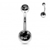 Titánový piercing do pupku s farebnými zirkónmi Merey Farba: čierna, Velikost koncovky: 5 & 8 mm, Délka / Průměr: 10 mm