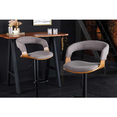 Retro barová stolička MANHATTAN, šedá, textúra, jaseň