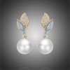Éternelle Luxusní náušnice s 11 mm bílou perlou Dafné E1346-32654 Bílá