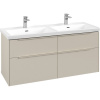 VILLEROY & BOCH Subway 3.0 závesná skrinka pod dvojumývadlo, 4 zásuvky, 1272 x 478 x 429 mm, Cashmere Grey, C56802VN
