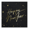 PartyDeco servítky Šťastný nový rok čierne 33x33cm 20ks