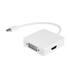 AppleMix Konektor 3v1 Mini DisplayPort (Thunderbolt) na DVI / HDMI / VGA / redukcia - 20 cm - biely