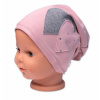 Detská čiapka bavlna, Srdiečka s kamienkami, Baby Nellys, púdrová 92-98 (18-36m)