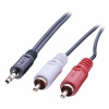 Kábel 3,5mm stereo/2xCinch M/M 20m, čierny, pozl. konektor, Premium