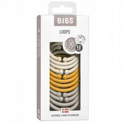 Bibs Loops Kroužky 12 ks Ivory honey bee sand