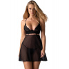Košieľka Obsessive Nutris Babydoll & Thong čierna XL/XXL