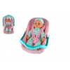 Teddies Bábika bábätko plast/látka 30cm mäkké telo v nosidle/autosedačke s cumlíkom 2 farby v blistri