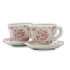 Porcelánová sada šálok na kávu s tanierikmi – ružový vintage motív s ružami