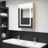 zahrada-XL LED kúpeľňová zrkadlová skrinka biela a farba dubu 50x13x70 cm 326493