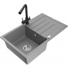 MEXEN - Bruno granitový drez s odkvapkávačom vrátane batérie Duero, šedá 6513-71-671600-70