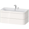 DURAVIT Happy D.2 Plus c-bonded závesná skrinka s nábytkovým umývadlom s dvomi otvormi, 2 zásuvky, 975 x 490 x 480 mm, biela vysoký lesk, HP4638E2222