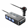 AMiO Rozdvojka do zapaľovača cigariet + voltmeter usb nabíjačka usb-c 12v 24v amio-03781