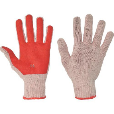 CERVA SCOTER 8 červené rukavice| bavlnené, máčané, PVC