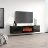 Skříň RTV LUXE 182,6x34,5x37,5 černá/černý lesk + černý krb
