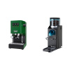 Gaggia New Classic EVO, green + Rancilio Rocky Doserless, black