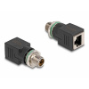 Delock M12 / RJ45 sieťový adaptér [1x zástrčka M12 - 1x RJ45 zásuvka] čierna; 60065