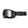 Motokrosové okuliare STRATA 2 100% čierne zrkadlové strieborné plexi detské