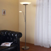 Lindby LED stojacia lampa Ragna, svetlo na čítanie, nikel, stmievateľná - 9620651