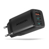 Axagon AXAGON ACU-DPQ65, GaN nabíječka do sítě 65W, 3x port (USB-A + dual USB-C), PD3.0/QC4+/PPS/Apple, černá