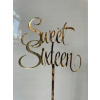 TOPPER NA NARODENINOVÝ TORT SWEET SIXTEEN 16. NARODENINY GOLD ZLATO DEKORÁCIA