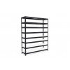 Policový regál Trestles RH 2200x1200x450, nosnosť 2000 kg, 8 políc Farba: čierna, Typ police: biela HDF 5 mm