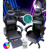 LED HERNÉ KRESLO S OPIEROU NÔH ČIERNA NASTAVITEĽNÉ OTOČNÉ MODERNÉ DIAĽKOVÉ OVLÁDANIE RGB FARBY HERNÝ