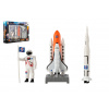 Teddies Sada vesmír 6ks kov/plast astronaut, raketoplán s doplnkami v krabičke 25x17x4,5cm