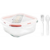 MagicHome Dóza MagicHome, štvorcová, s vekom, 1200 ml, s príborom, Clip, sklenená