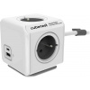 Cubenest Powercube Extended USB PD 20W, A+C, 4× zásuvka, 3m, bílá/šedá, dětská pojistka, uzemnění, dok, 10A/250V PC520GY
