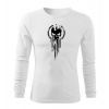DRAGOWA Fit-T tričko s dlhým rukávom skull, biela 160g/m2 - S