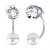 Stříbrné náušnice Dixie s bílou perlou a čirým šatonem Swarovski® Crystals VSW5818E6WW
