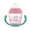 Canpol babies Nevylévací hrneček se silikonovým pítkem 230ml SEA LIFE růžový