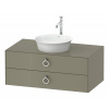 DURAVIT White Tulip závesná skrinka pod umývadlo na dosku, 2 zásuvky, 1000 x 550 x 408 mm, kameňovo šedá vysoký lesk, WT49910H2H2