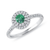Diamantový halo prsteň z bieleho zlata so smaragdom KLENOTA R0643502