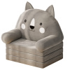 LEAN TOYS Detské rozkladacie kreslo Cat, 3 úrovne, sivé, 56x50 cm