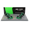 Spark-model Sauber Set F1 2x C44 Team Stake Kick N 77 Abu Dhabi GP 2024 Valtteri Bottas + N 24 Abu Dhabi GP 2024 Zhou Guanyu 1:64 Green Black