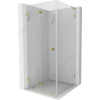 Mexen Lunar-F L, skladací sprchový kút ľavý 80 x 80 cm, 8mm číre sklo, zlatý profil, 836L-080-080-50-00-L
