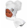 BABY NELLYS Zimná čiapočka s šálom - chlupáčkové bambuľky - biela, biele bambuľky - 68-86 (6-18m)
