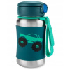 Skip Hop Spark Style Fľaša so slamkou na vodu nerez Monster Truck 350 ml
