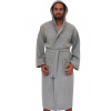 Pánský župan ze silné piké bavlny – sportovně-elegantní, šedý 1G0716 šedá XL + První výměna zboží zdarma.