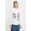 Bavlnená košeľa Desigual FLOWERS MINNIE dámska, biela farba, regular, s klasickým golierom, 25SWCW24 S