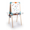 Drevená tabuľa obojstranná Wooden Board Smoby magnetická/na kriedu výškovo nastaviteľná skladacia s 80 doplnkami SM410401