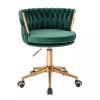 LuxuryForm DESIGN Kozmetická stolička LYON VELUR na zlatej podstave s kolieskami - zelená