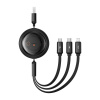 Fast Charging Cable 3in1 Baseus Free2Draw, USB to micro USB+USB-C+Lightning, 3.5A, 1.1m (black) 41624