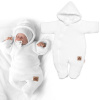 Zimná pletená kombinéza/overálok s kapucňou Baby Nellys - bílá, veľ. 74 Baby Nellys