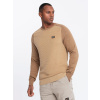 Ombre Men's cotton sweater with patch and raglan sleeves - brown krémová M Ombre 5902228992943