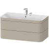 DURAVIT Happy D.2 Plus c-bonded závesná skrinka s nábytkovým umývadlom s dvomi otvormi, 2 zásuvky, 975 x 490 x 480 mm, taupe matná lakovaná, HP4638E6060