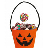 Oranžový Plstený VEDIERKO Košík TEKVICA na Sladkosti Halloween 10x13cm