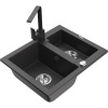 Mexen Carlos žulový drez 1,5-komorový s kuchynskou batériou Rita, čierny škvrnitý - 6518-76-670300-76