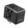 Univerzálny adaptér 65W EU/US/JP/AUS/UK, 2x USB-C, 2x USB-A
